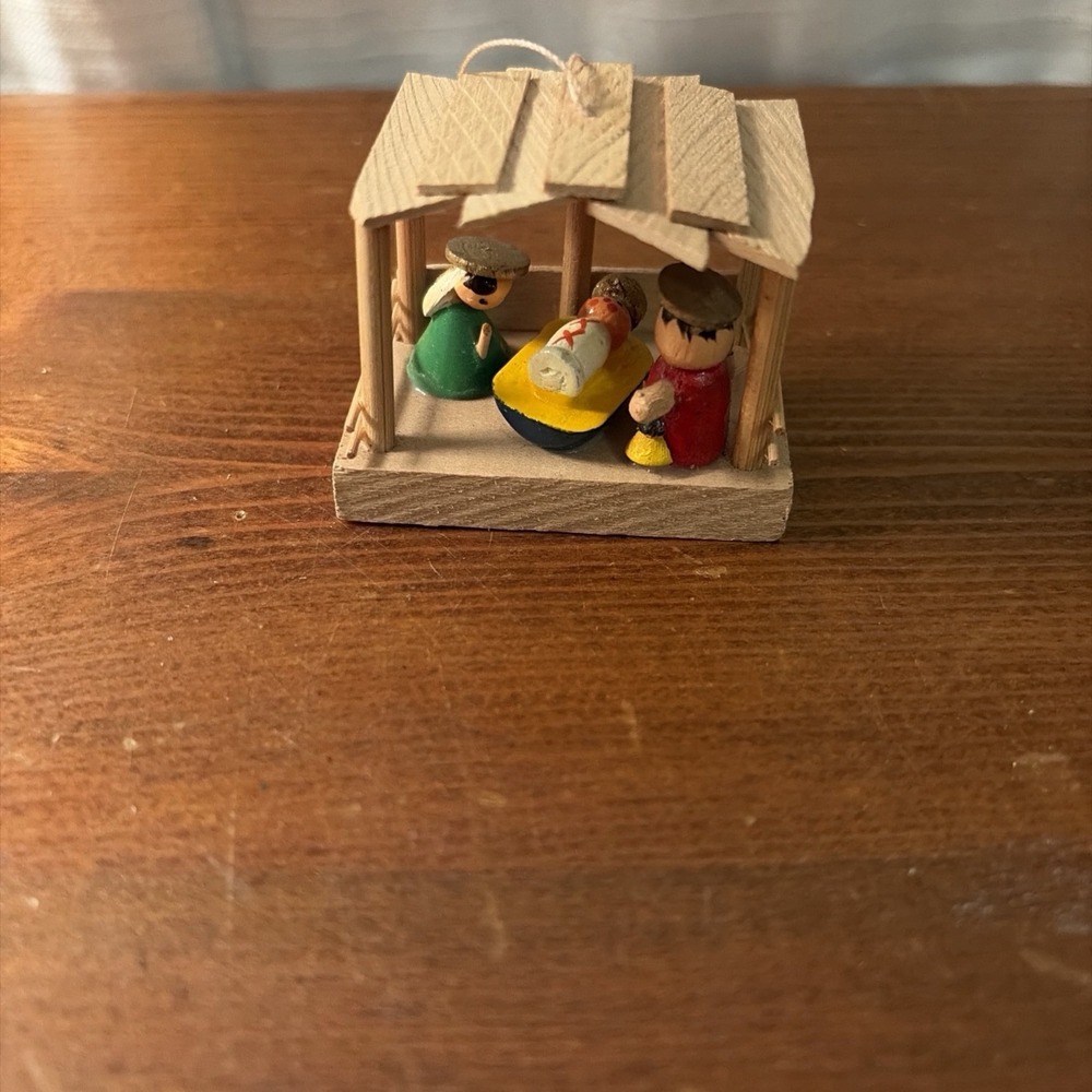 Vintage Scandal Miniature Wooden Nativity Christmas Ornament